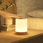 Bonsery Bezprzewodowa Lampka Nocna LED - RGB, Dotykowa, Drewniany Design