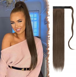 FESHFEN Doczepiany Kucyk 60 cm - Proste Włosy Syntetyczne 125 g