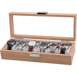 Homeanda pudełko na zegarki - 6 przegródek, szkło, elegancki organizer