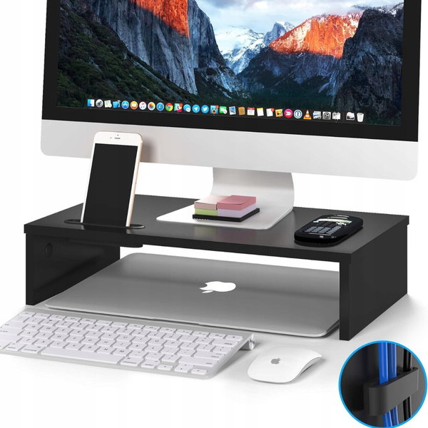 BONTEC Ergonomiczna podstawka pod monitor i laptop 42 cm - czarna