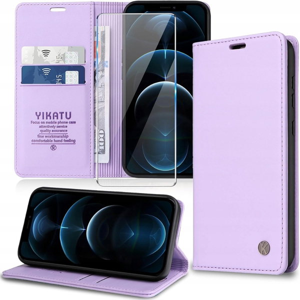 Migexxkj Etui z Klapką na iPhone 13 Pro 6,1” Skóra PU Premium + Folia