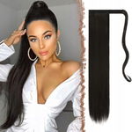 FESHFEN Kucyk Clip-in 70 cm - Bardzo Ciemny Brąz, Naturalny Efekt