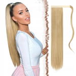 FESHFEN Doczepiany Kucyk 60 cm - Proste Włosy Syntetyczne 125 g Żółty blond