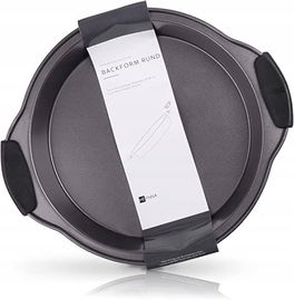 HEYNNA Okrągła forma do pieczenia 24 cm - stal węglowa + silikonowe uchwyty