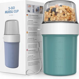 Jim's Store Kubek na musli na wynos 560 ml + 310 ml, szczelny, zielony