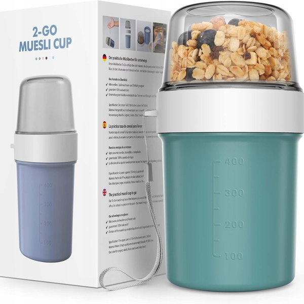Jim's Store Kubek na musli na wynos 560 ml + 310 ml, szczelny, zielony