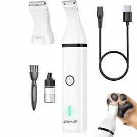 Oneisall Trymer dla psów i kotów - biały, cichy, z 2 ostrzami USB