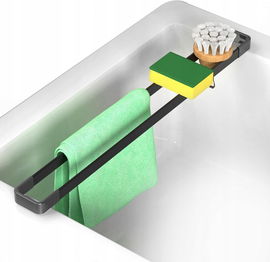 YIGII - Organizer do Zlewu 43 cm Czarny, Wielofunkcyjny Uchwyt i Ociekacz