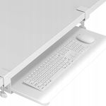 BONTEC Biała Wysuwana Podstawka Pod Klawiaturę 650x300 mm z Zaciskiem C
