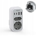 TESSAN Adapter podróżny UK 6 w 1 - wtyczka typu G z 2× USB-C i 2× USB-A