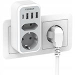 TESSAN Podwójna wtyczka do gniazdka z USB-C i USB-A biały adapter 2w1