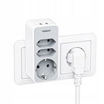 TESSAN Adapter 5w1 z USB - 2x Euro, 1x Schuko, Ładowarka USB
