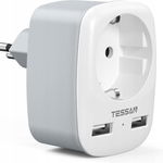 TESSAN Adapter Szwajcaria Typ J TS-611-CH 2xUSB 2,4A 2500W Podróżny