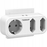 TESSAN - Podwójne gniazdko 5 w 1 z 2× USB i potrójnym rozgałęźnikiem