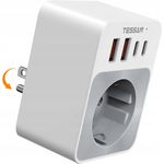 TESSAN - Adapter podróżny USA 5 w 1 z szybkim ładowaniem USB-C