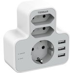 TESSAN Adapter Podróżny 6w1 USA z 3 USB - Kompaktowy i Wszechstronny