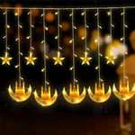Herefun Lampki LED na Ramadan i Eid - 3,5 m, gwiazdy i księżyce, 8 trybów