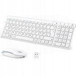 iClever BK10 Klawiatura Bluetooth z 3 kanałami, Biała, ergonomiczna