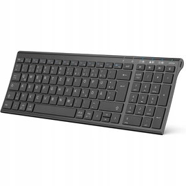 iClever BK10 Klawiatura Bluetooth z 3 kanałami, czarna, ergonomiczna