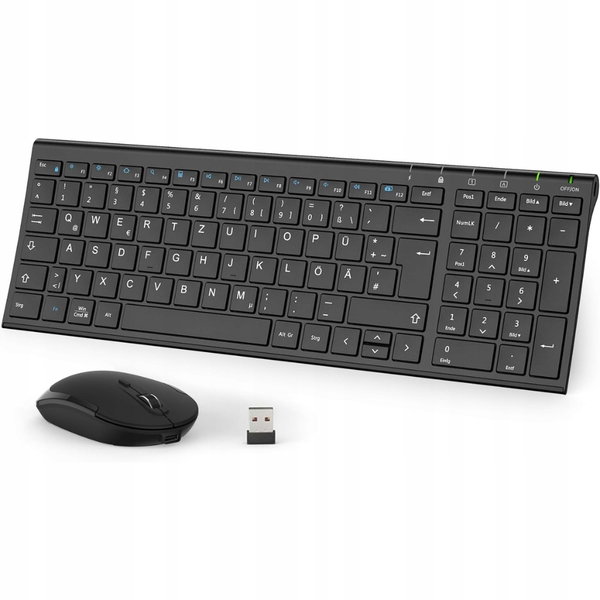iClever GK03 Bezprzewodowa klawiatura 2,4 G, aluminiowa, QWERTZ + mysz