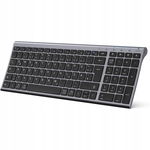iClever BK10 Bezprzewodowa klawiatura Bluetooth, ultra cienka, czarna