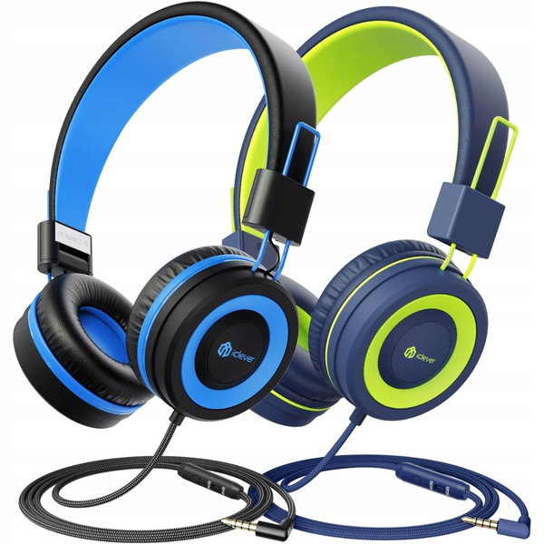 iClever Kids Headphones 2 Pack - Przewodowe słuchawki dla dzieci, Mikrofon