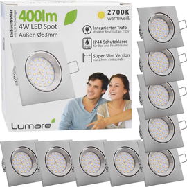 Zestaw 9 reflektorów LED Lumare 4W IP44 - srebrne, 2700K