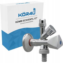 Zawór kątowy kombinowany 1/2" chromowany z zaworem zwrotnym i przyłączem