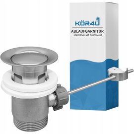 Złączka odpływowa z prętem pociągowym 1 1/4", chromowana - zestaw pop-up