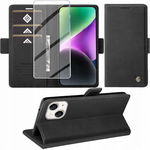 Etui Giyer do iPhone 14 6,1” - Skórzane, z Klapką, Portfel, Stojak, Czarne