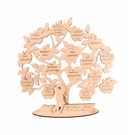 Prezent ślubny, grawerowane laserem drzewko.