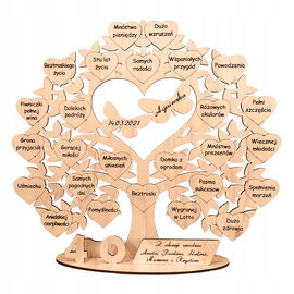 50-te urodziny, pięćdziesiątka, drzewo grawer