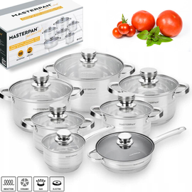 Zestaw garnków stal nierdzewna 12 el. RONDEL PATELNIA indukcja gaz MP-5111