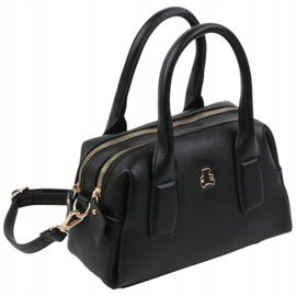 CZARNA TOREBKA LISTONOSZKA DAMSKA NA RAMIĘ skóra ekologiczna