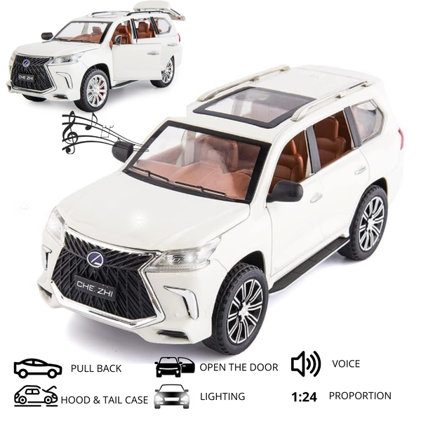 Model samochodu Lexus 570 Metalowy Biały 1:24 otwierane drzwi LED