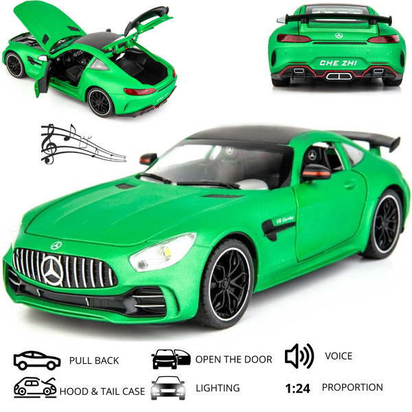 SAMOCHÓD Model Mercedes Benz AMG GTR Zielony 1:24 otwierane drzwi LED