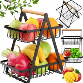 KOSZ NA OWOCE I WARZYWA – ORGANIZER DWUPOZIOMOWY LOFT CZARNY METALOWY