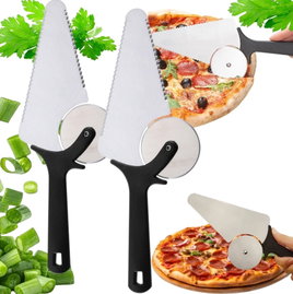 2X Nóż do Serwowania Pizzy Solidny Stalowy Nóż i Łopatka Uniwersalny Kuchenny