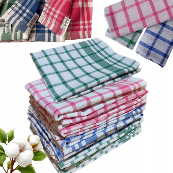 KOMPLET ŚCIERKI RĘCZNIKI KUCHENNE 12 SZT 100% BAWELNA 70x40cm DOBRA JAKOŚĆ