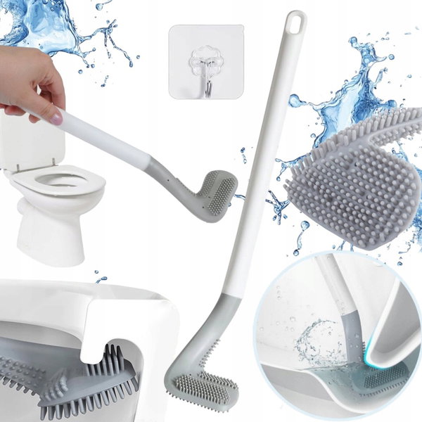2X SILIKONOWA SZCZOTKA TOALETOWA DO TOALETY MUSZLI CERAMIKI WC HAK ŁAZIENKOWA
