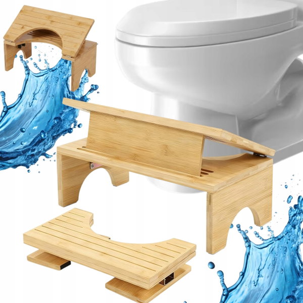 PODNÓŻEK TOALETOWY STOŁEK PODEST DO TOALETY ŁAZIENKI POD NOGI WC BAMBUSOWY