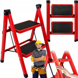 DRABINA SKŁADANA 2 STOPNIOWA 62×45 CM SKŁADANE SCHODKI DRABINA 2-STOPNIOWA