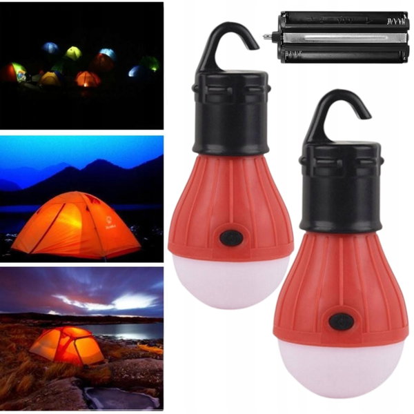 2X Lampka Turystyczna Żarówka wisząca LED 1 W Lampka z uchwytem do namiotu