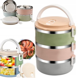 2X TERMOS OBIADOWY POJEMNIK TERMICZNY NA ŻYWNOŚĆ 2,1 LUNCH BOX TRZYPOZIOMOWY