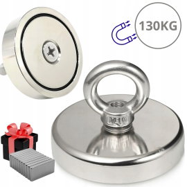 MAGNES NEODYMOWY 130 KG 75 MM Z UCHWYTEM DO ZAWIESZANIA + GRATIS