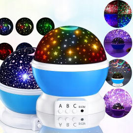 LAMPKA NOCNA PROJEKTOR GWIAZD NIEBA OBROTOWA RÓŻOWA 2W1 DLA DZIECI PREZENT