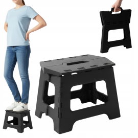 TABORET STOŁEK SKŁADANY CZARNY ROZKŁADANY KRZESŁO POD PRYSZNIC SKŁADANY