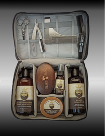 Zestaw do pielęgnacji brody Beard Bross kosmetyczka, szczotka, brzytwa kosmetyki