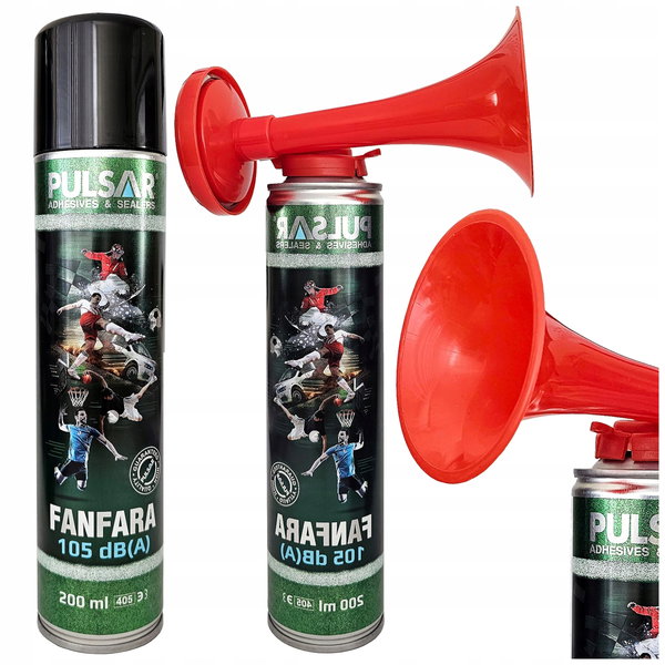 TRĄBKA KIBICA FANFARA SYGNAŁ DŹWIĘKOWY KLAKSON PULSAR 200 ml