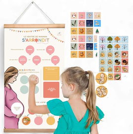 KALENDARZ CIĄŻOWY PLAKAT NAKLEJKI ŚLEDZENIE ROZWOJU CIĄŻY DLA RODZEŃSTWA